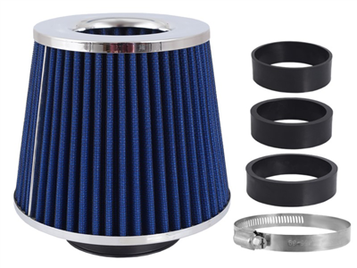 Filtr vzduchový UNI 155x130x120mm, modrý/chrom, adaptér 60, 63, 70mm, 86005