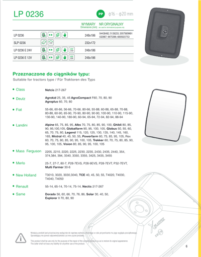 Univerzální zrcátko k traktoru, LP0236