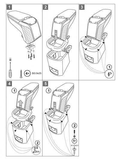 Loketní opěrka Chevrolet Cruze 2009-2015 (metal-grey, bez kapsy)