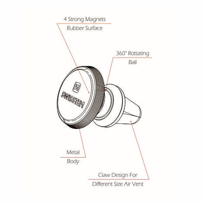 Držák telefonu a GPS - magnetický, kovový, do mřížky, s kloubem