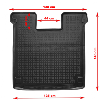Gumová vana do kufru VW Transporter T6 2015-2021 (dlouhá verze, za 3. řadu)