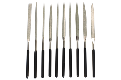 pilníky jehlové, délka 140 mm, diamantové, sada 10 dílů