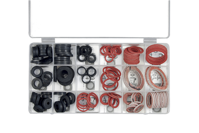 těsnící sortiment, fibr, klingerit, guma, sada 141 dílů