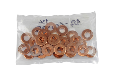 podložka měděná 15x7,5x3,0 mm, pod vstřikovač, 30 ks