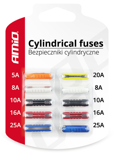 Autopojistky 10ks blistr cylindrické