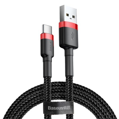 DATOVÝ KABEL USB / USB-C, CAFULE, 100 cm, 3 A, ČERVENO ČERNÝ