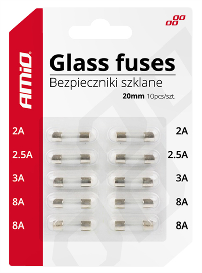 Skleněné pojistky mini (20mm) 10 ks