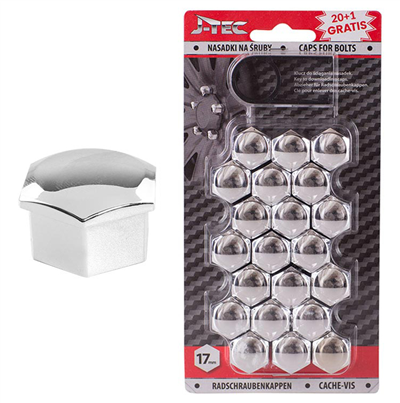 Sada krytek pro šrouby kol 17 mm - chromové