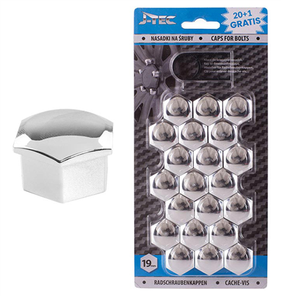 Sada krytek pro šrouby kol 19 mm - chromové