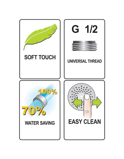 Sprchová hlavice 3 funkce zelená FALA Salto