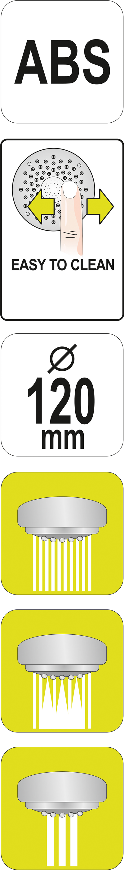 Sprchová hlavice WHITE MOON 120mm 3 funkce