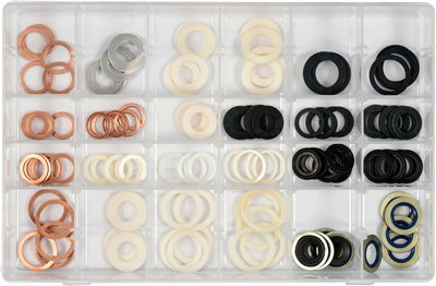 Podložky (Alu, Cu, Nylon, NBR, FIBER) sada 120ks