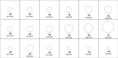 Pojistné kroužky (Segerovky) sada 225ks