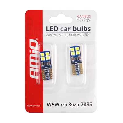 LED CANBUS 8SMD 2835 T10e (W5W) White 12V / 24V