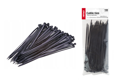 Stahovací pásky černé 2,5x150mm - 100 ks