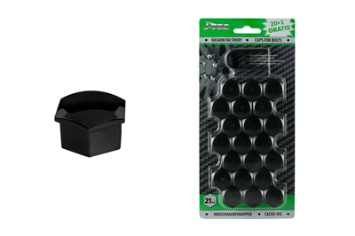 Sada krytek pro šrouby kol 21 mm - černé