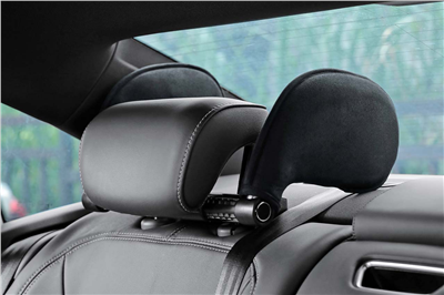 Sklopná opěrka hlavy do auta, Potah - černá PVC kůže AMiO-02558