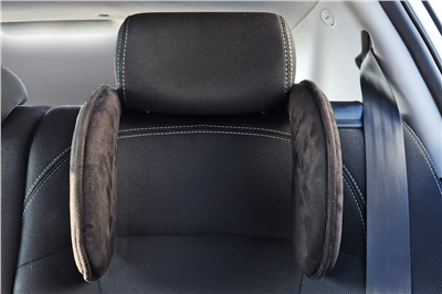 Sklopná opěrka hlavy do auta, Potah - černá PVC kůže AMiO-02558