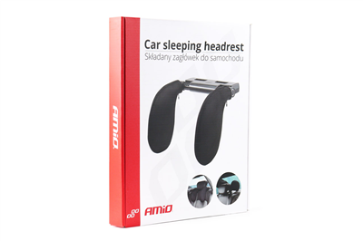 Sklopná opěrka hlavy do auta, Potah - černá PVC kůže AMiO-02558