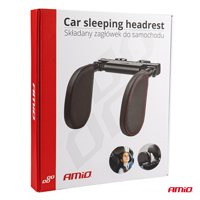 Sklopná opěrka hlavy do auta, Potah - černá AMiO-02957