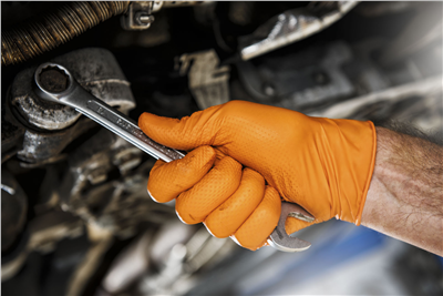 Nepudrované nitrilové rukavice MERCATOR gogrip (orange), velikost M, balení 50 ks