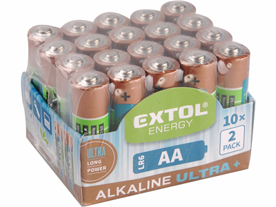 Baterie alkalické EXTOL ENERGY ULTRA +, 20ks, 1,5V AA (LR6) EXTOL-LIGHT