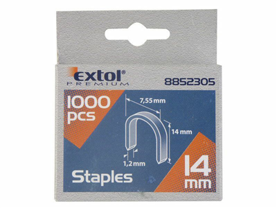 Spony oblé, balení 1000ks, 14mm, 7,55x0,52x1,2mm EXTOL-PREMIUM