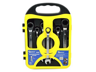 Klíče ráčnové očkoploché, sada 7ks, 8-19mm, plast. držák GEKO