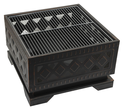 Ohniště SQUARE copper patina s poklopem CATTARA