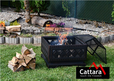 Ohniště SQUARE copper patina s poklopem CATTARA