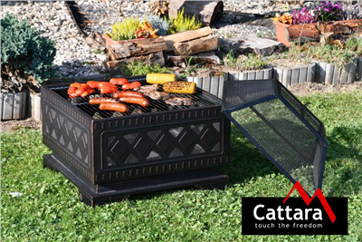 Ohniště SQUARE copper patina s poklopem CATTARA