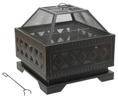 Ohniště SQUARE copper patina s poklopem CATTARA