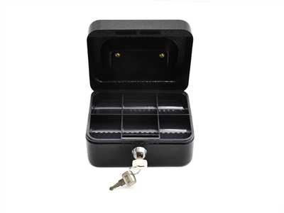 Schránka na peníze přenosná s plastovým pořadačem na mince 150x120x80mm, 2 klíče GEKO