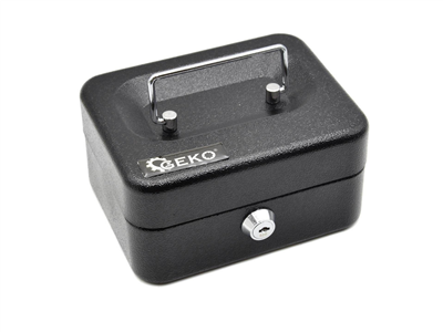 Schránka na peníze přenosná s plastovým pořadačem na mince 150x120x80mm, 2 klíče GEKO