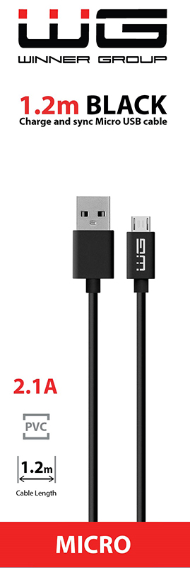 Datový kabel USB-A_micro-USB, 2,1 A, černý, 120 cm