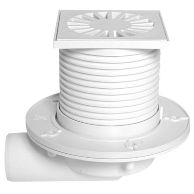 Vpusť podlahová boční PVB 100 x 100 mm PR/DN 50 mm, bílá 0515