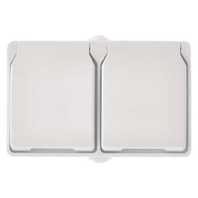 Zásuvka dvojnásobná, IP44, bílá