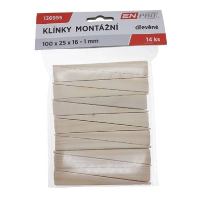 Klínky montážní dřevěné, 100 x 25 x 16 - 1 mm, 14 ks, ENPRO