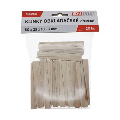 Klínky montážní dřevěné, 80 x 25 x 10 - 3 mm, 20 ks, ENPRO