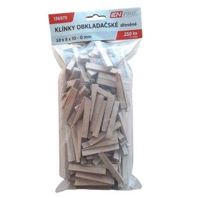 Klínky obkladačské dřevěné, 55 x 8 x 10 - 0 mm, 250 ks, ENPRO