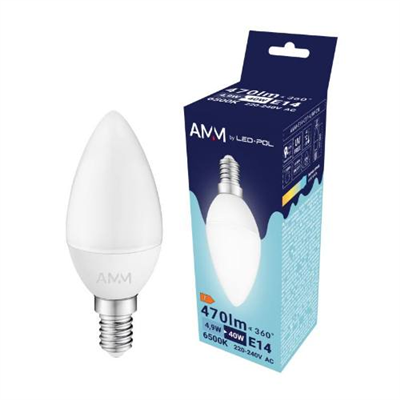 Žárovka AMM-E14-C37-4,9W-CW