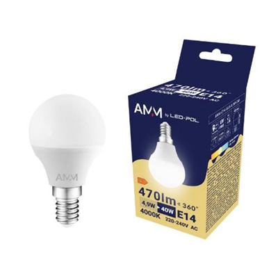 Žárovka AMM-E14-G45-4,9W-DW