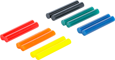 BGS 80849, Souprava patron tavného lepidla barevné O 7,5 mm, 50 mm 12dílná