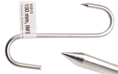 BGS 80910, Hák S-forma se špicí Nerezová ocel 100 mm