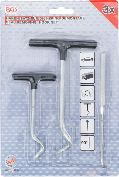 BGS 8405, Sada háků pro demontáž těsnicích kroužků 3dílná