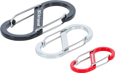 BGS 85783, Sortiment karabinek se zdvojeným otvorem hliník 3dílný