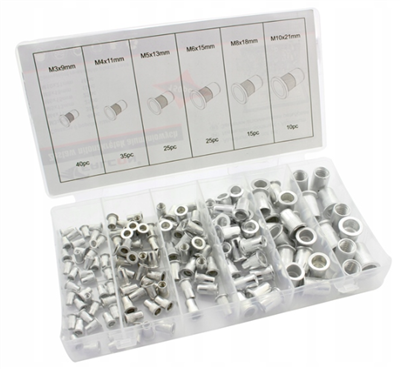 Nýtovací hliníkové matice M3 - M10, sada 150 ks TA4095