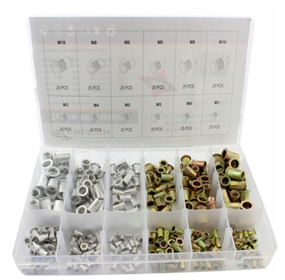 Ocelové a hliníkové nýtovací matice, sada 300 ks TA4093