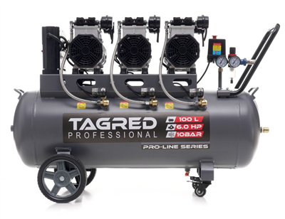 Tagred TA3389, Bezolejový kompresor s odlučovačem 100l, 230V, 6 pístů 10 BAR