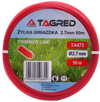 Žací struna hvězdicová do křovinořezu, 2,7 mm x 50 m